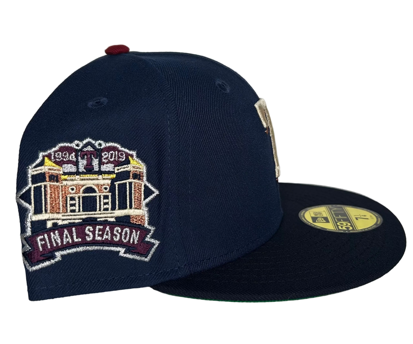 Texas Rangers New Era 59Fifty Fitted Hat - Sneaky 2 Tone Navy W/ Green UV.