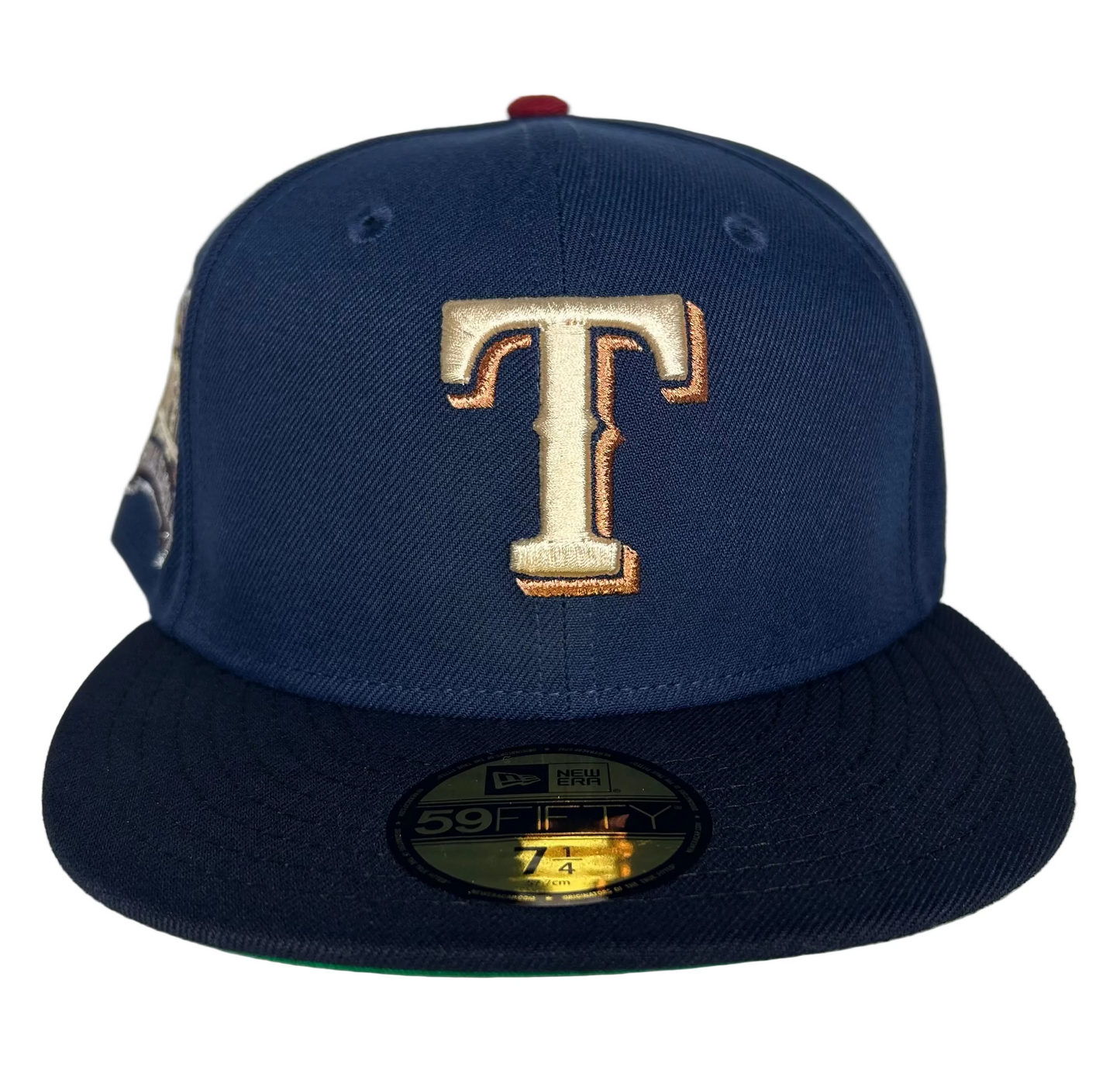 Texas Rangers New Era 59Fifty Fitted Hat - Sneaky 2 Tone Navy W/ Green UV.