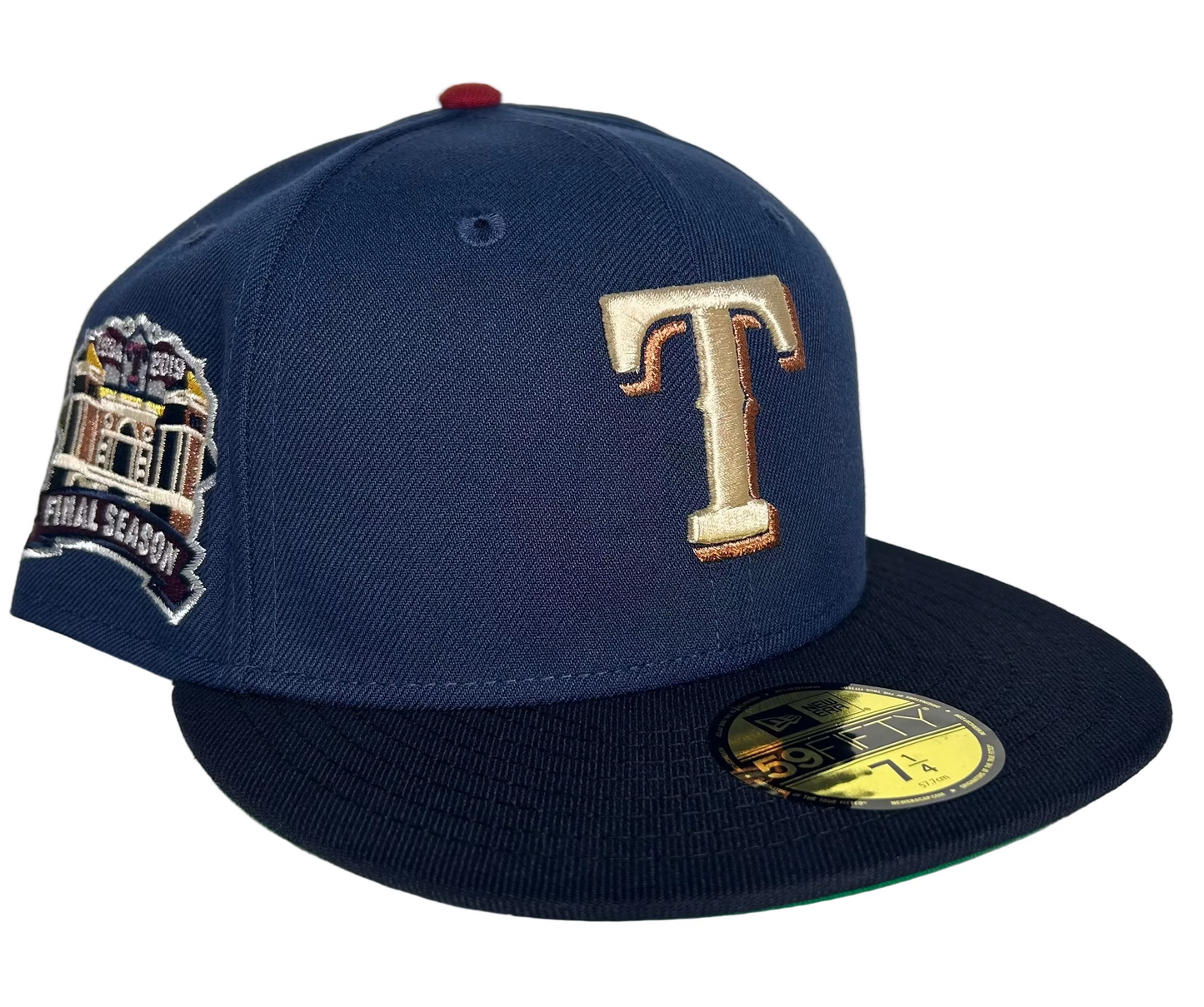 Texas Rangers New Era 59Fifty Fitted Hat - Sneaky 2 Tone Navy W/ Green UV.