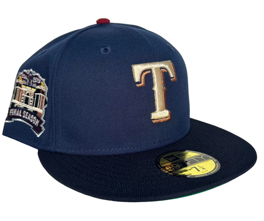 Texas Rangers New Era 59Fifty Fitted Hat - Sneaky 2 Tone Navy W/ Green UV.