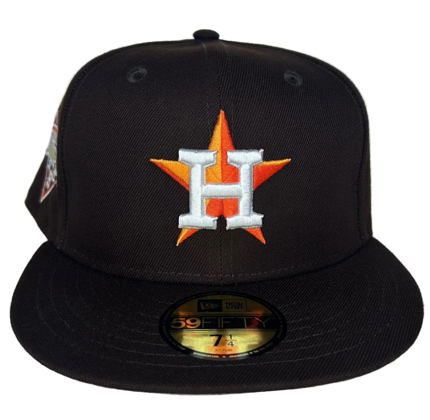 Dark brown New Era 59FIFTY Houston Astros fitted hat with a 2022 World Series Champions side patch.