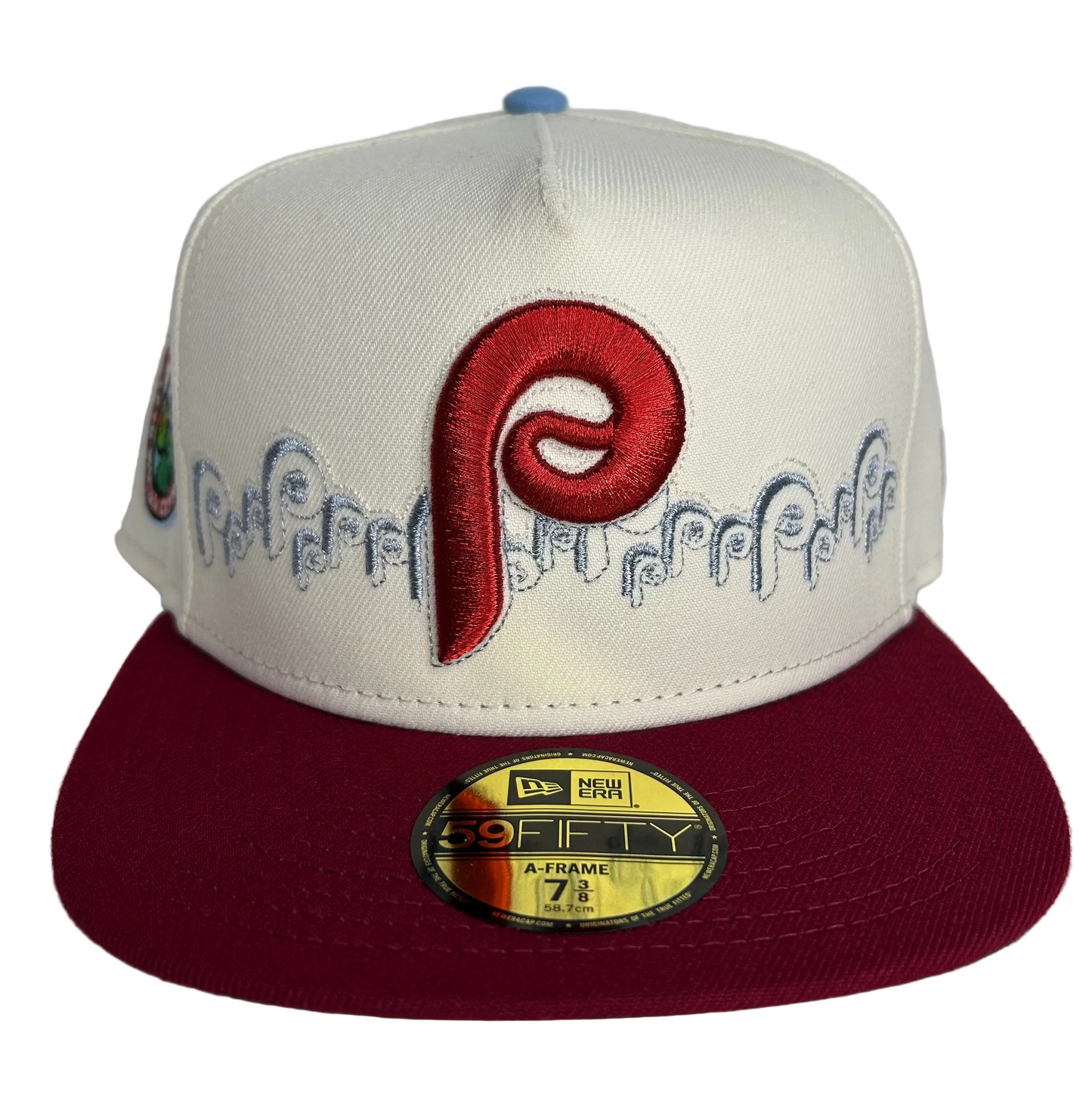 PHILADELPHIA PHILLIES 1980 WORLD SERIES CHAMPIONS A-FRAME 59FIFTY NEW ERA FITTED HAT.