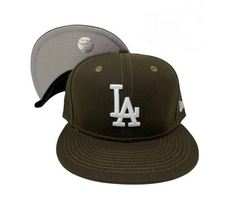 Los Angeles Dodgers Fitted New Era 59Fifty Vintage Brown Cap Hat Grey UV