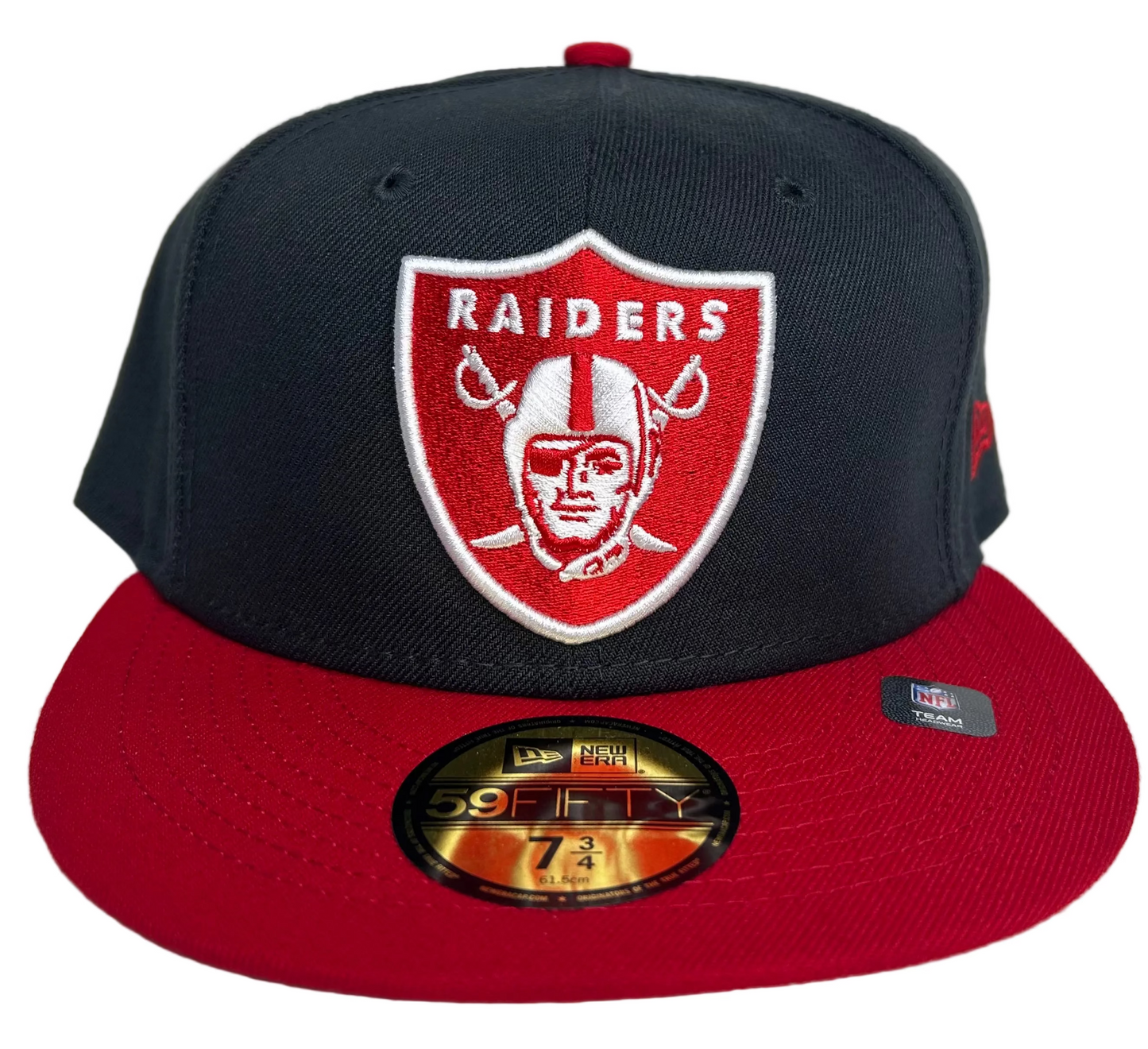 Raiders 2-Tone Steel W/ Scarlet Red New Era 59Fifty fitted hat.