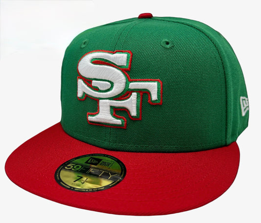 San Francisco 49ers Fitted New Era 59Fifty Green Red Cap Hat Grey UV