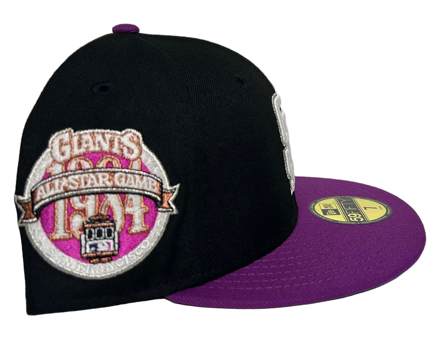 San Francisco Giants “Purple Drank”  2-Tone Black & Purple W/ a Green UV, 1984 ASG Side patch New Era 59Fifty fitted Hat.