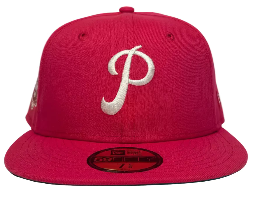 New Era Philadelphia Phillies 1952 All-Star Game 59FIFTY fitted hat, featuring a distinct red color scheme and a commemorative side patch. 