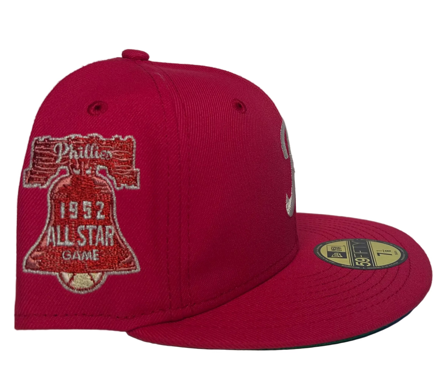 New Era Philadelphia Phillies 1952 All-Star Game 59FIFTY fitted hat, featuring a distinct red color scheme and a commemorative side patch. 