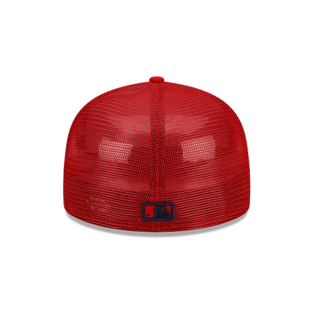 New Era 59Fifty Anaheim Angels Batting Practice 2023 Trucker Fitted Hat Red.