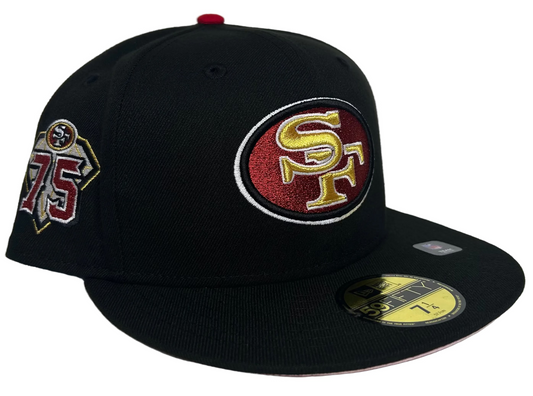 New Era San Francisco 49ers 75th Anniversary W/ a Pink UV, 59FIFTY Fitted Hat.