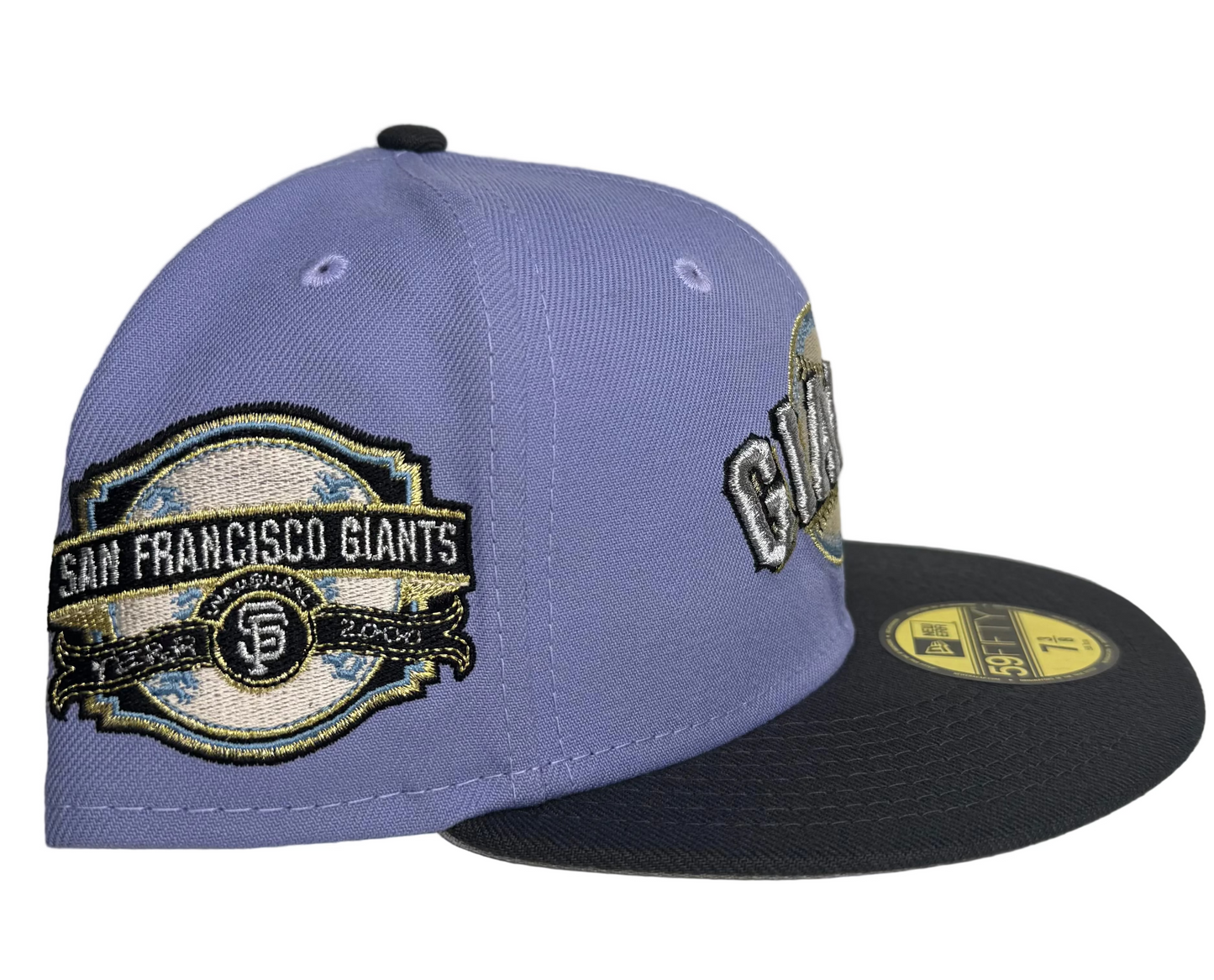 New Era San Francisco Giants 2-Tone Lavender & Charcoal W/ an Inaugural Side Patch 59FIFTY fitted.