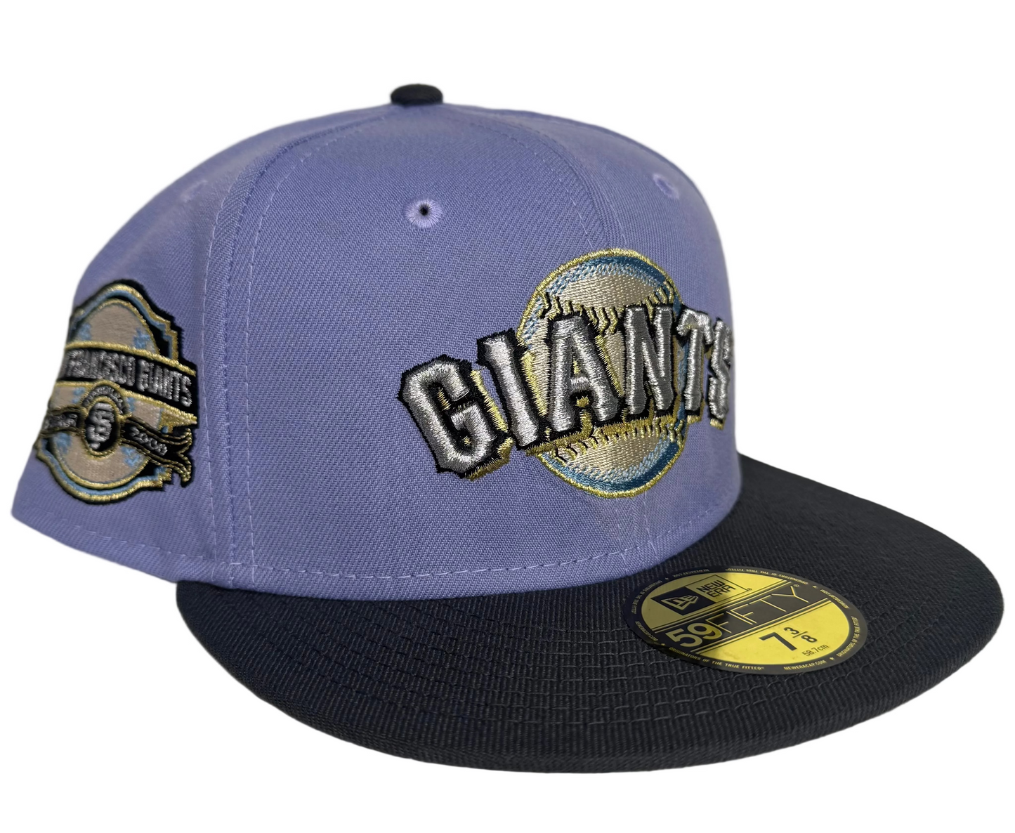 New Era San Francisco Giants 2-Tone Lavender & Charcoal W/ an Inaugural Side Patch 59FIFTY fitted.