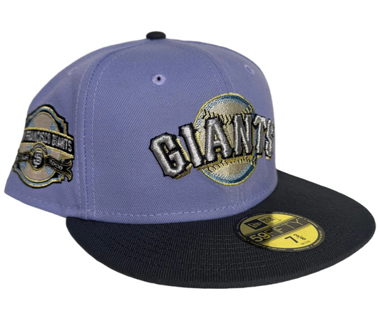 New Era San Francisco Giants 2-Tone Lavender & Charcoal W/ an Inaugural Side Patch 59FIFTY fitted.