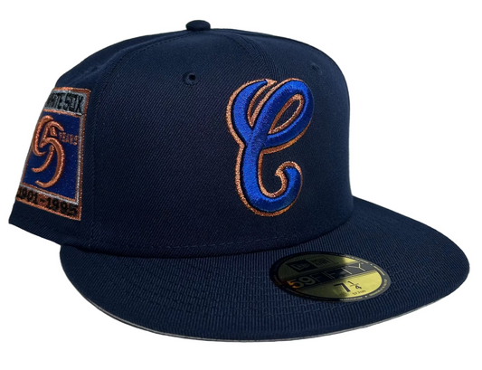 Navy & Copper Chicago White Sox New Era 59FIFTY fitted hat features a stylized "C" logo and a 95th-anniversary side patch.
