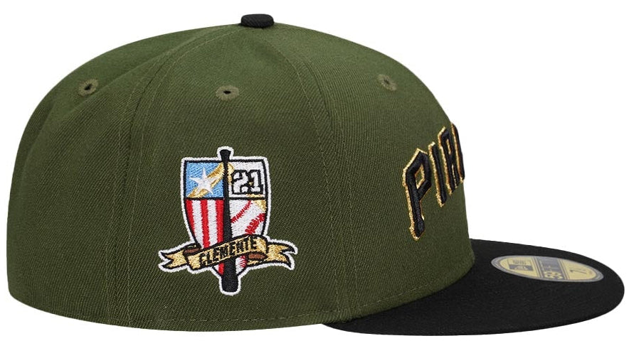 NEW ERA PITTSBURGH PIRATES ROBERTO CLEMENTE RIFLE TWO TONE EDITION 59FIFTY FITTED HAT.