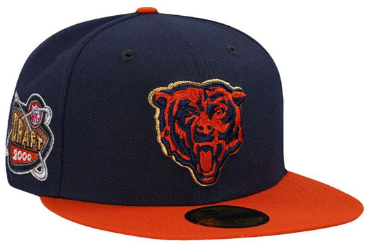 Chicago Bears New Era 59FIFTY model featuring a two-tone design “Draft 2000”Legends patch, celebrating the team's history.