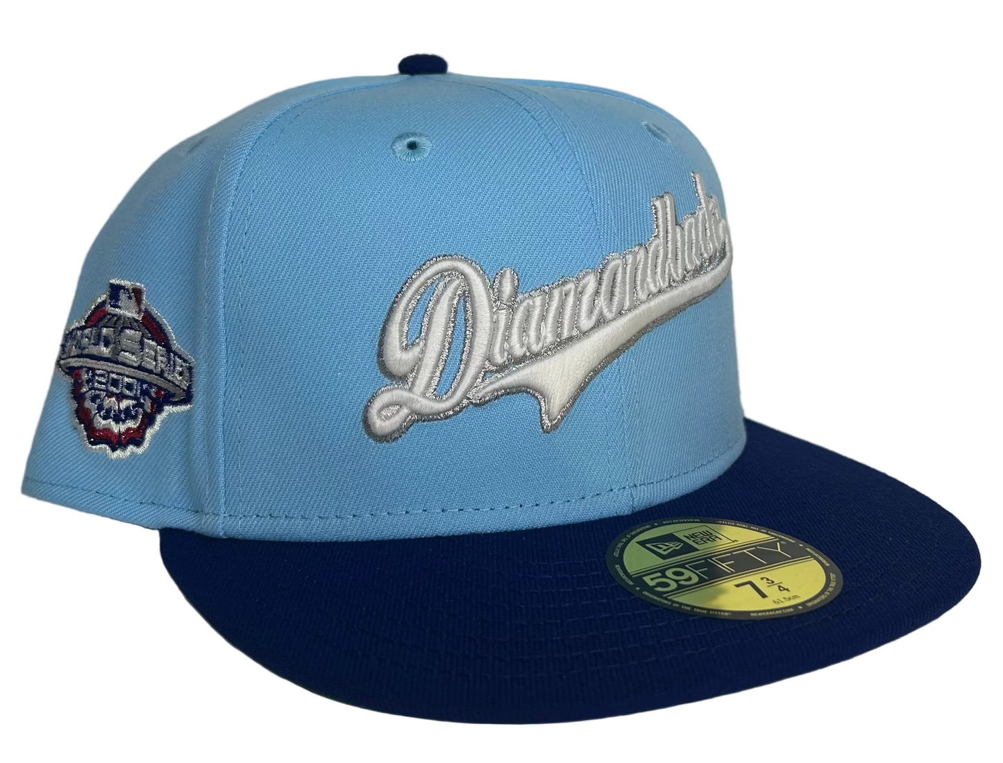 New Era 59FIFTY Arizona Diamondbacks Light blue & Navy blue 2-Tone fitted hat featuring a 2001 World Series side patch. 