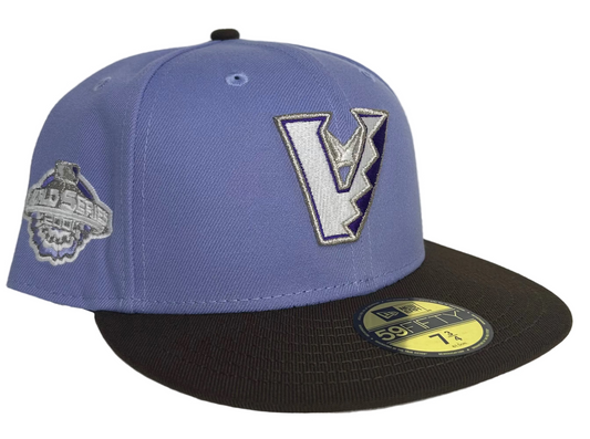 Arizona Diamondbacks "V-Backs" fitted hat, featuring a purple crown, a brown visor & a 2001 WS Side Patch .