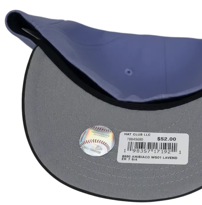Arizona Diamondbacks "V-Backs" fitted hat, featuring a purple crown, a brown visor & a 2001 WS Side Patch .