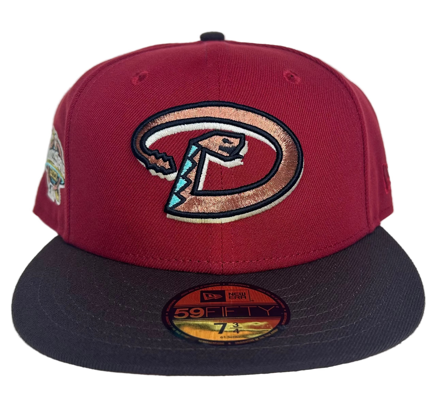 Red Arizona Diamondbacks Brown Visor Pink Bottom 2001 WS  Side Patch New Era 59Fifty Fitted.