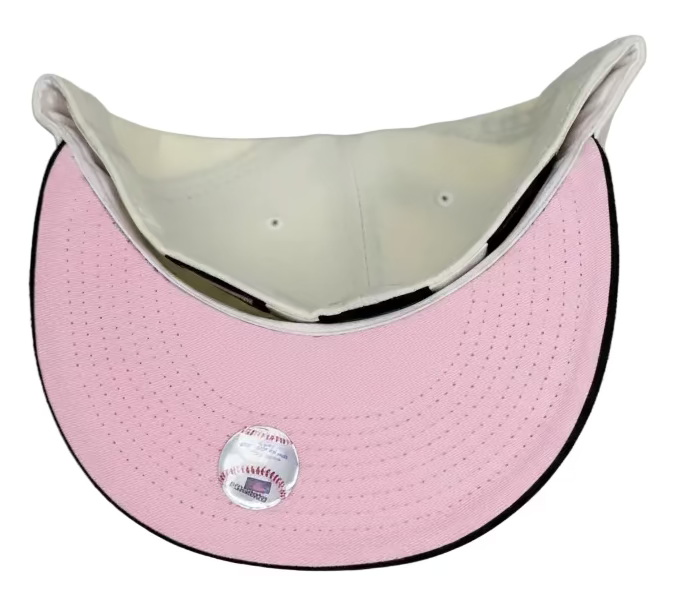 New Era Los Angeles Angels White/Brown  Cooperstown Collection 50th Anniversary Chrome & Pink UV 59FIFTY Fitted Hat.