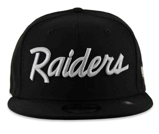 New Era 59Fifty Las Vegas Raiders Script Fitted Hat (Black/White).