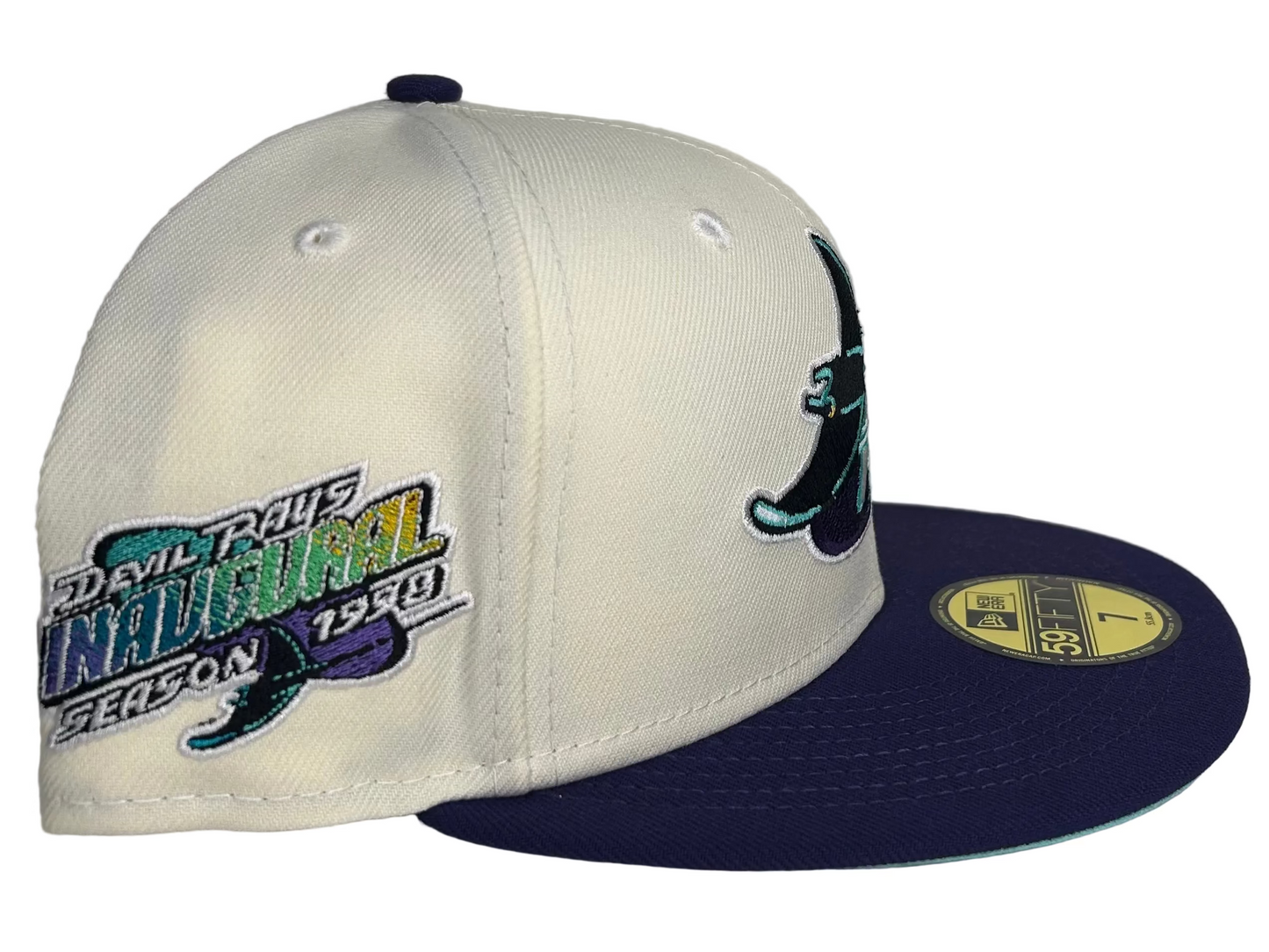 Tampa Bay Devil Rays White Dome Collection HC Exclusive New Era 59Fifty fitted Hat.