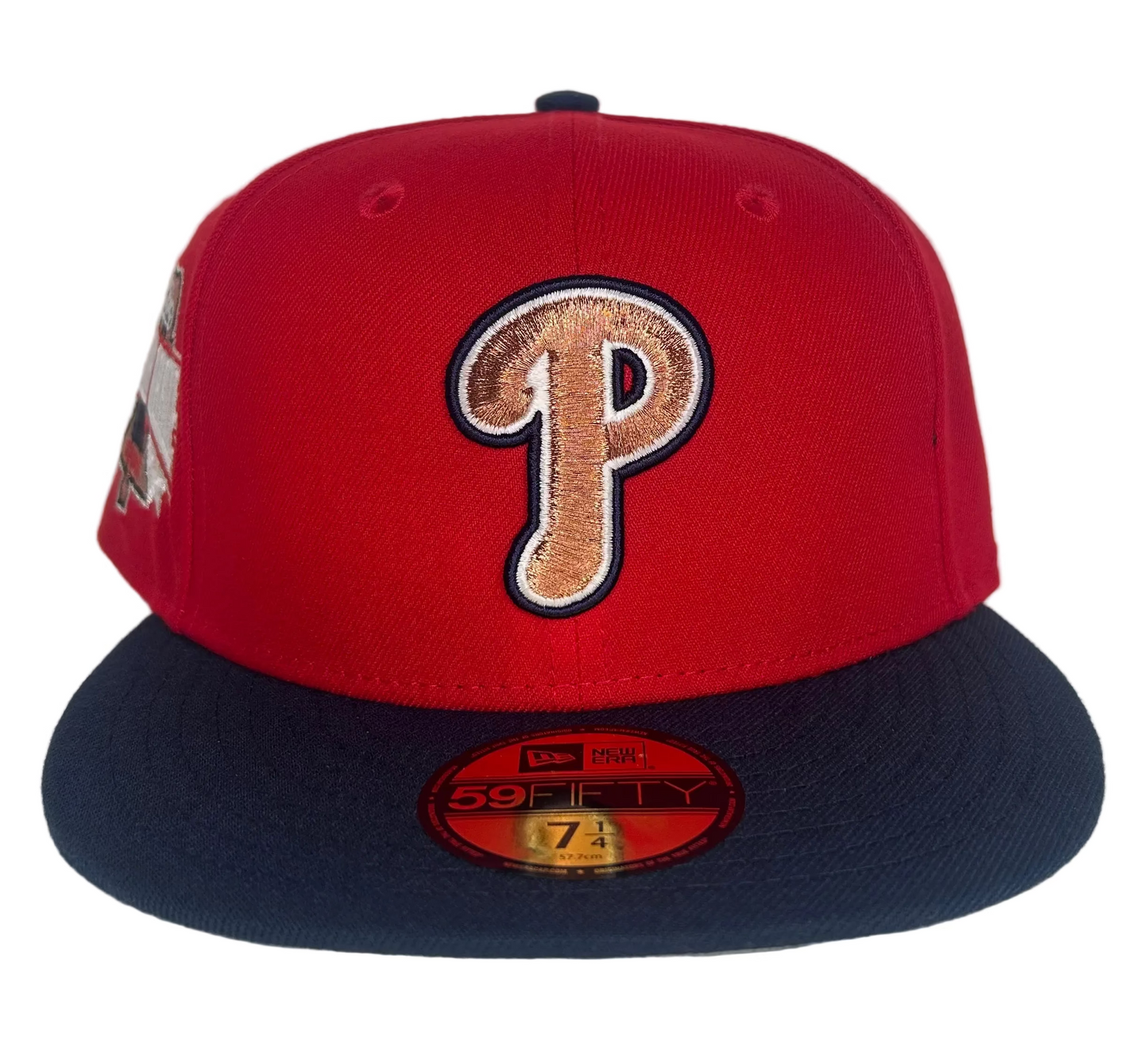 Philadelphia Phillies 59FIFTY New Era Red & Satin Black Hat featuring a 1996 All-Star Game commemorative side patch. 