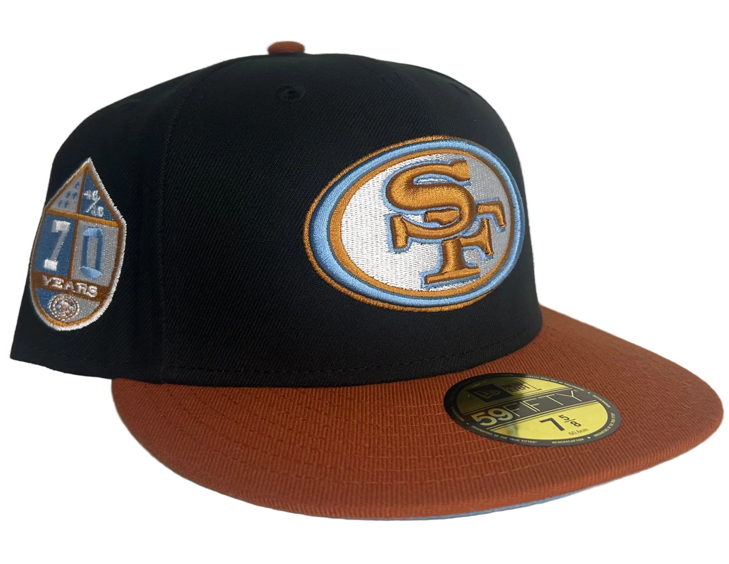 New Era San Francisco 49ers Rust Orange 2- Tone W/ Icy UV 59FIFTY Fitted Hat. 