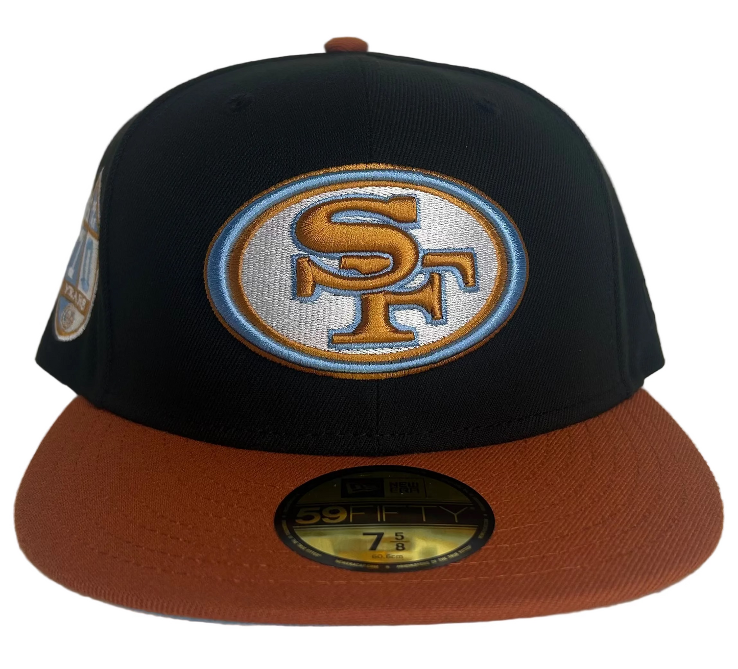 New Era San Francisco 49ers Rust Orange 2- Tone W/ Icy UV 59FIFTY Fitted Hat. 