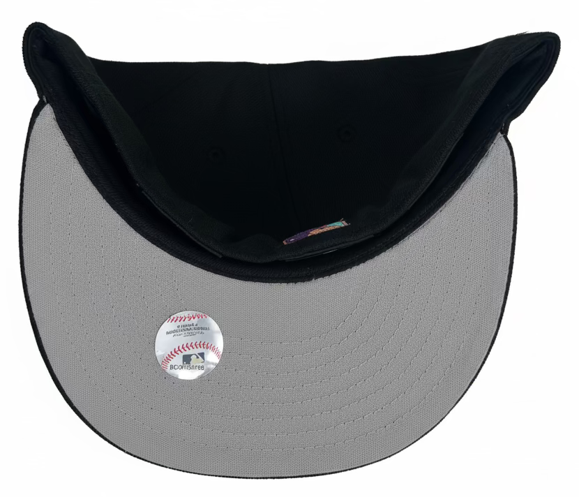 New Era Arizona Diamondbacks 59FIFTY fitted hat features a black crown, script embroidery, and a special inaugural season patch. 