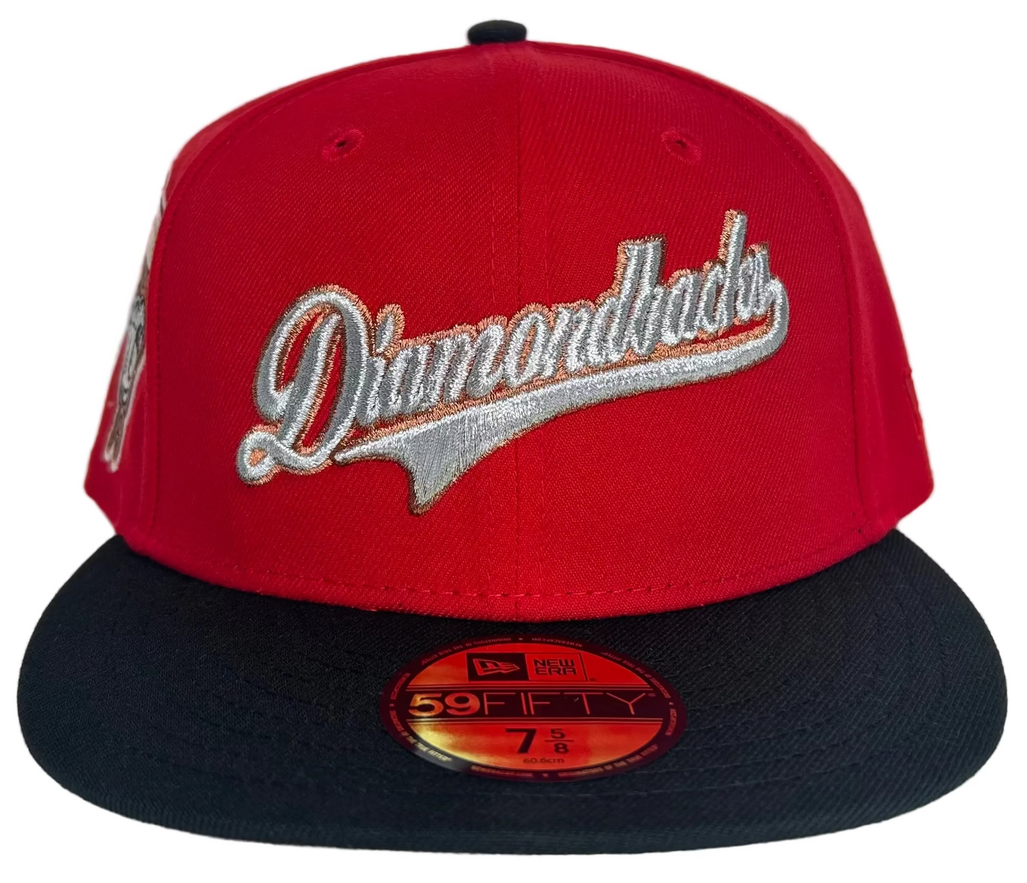 New Era 59FIFTY Arizona Diamondbacks fitted hat, featuring a script logo on the front and a 1998 inaugural season patch on the side. 