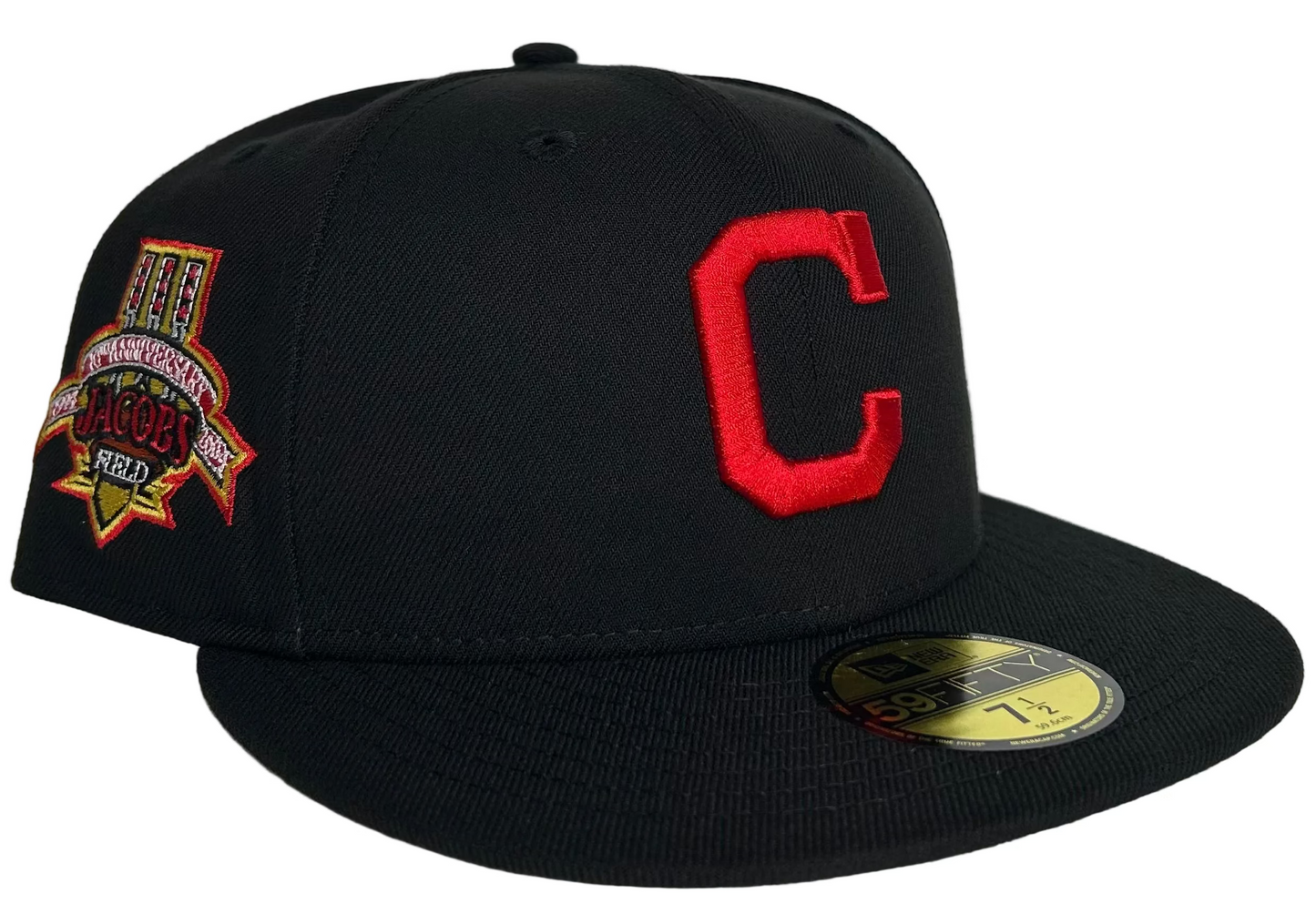 New Era 59Fifty fitted hat featuring the "Block C" logo associated with the Cleveland Guardians (formerly the Cleveland Indians). 