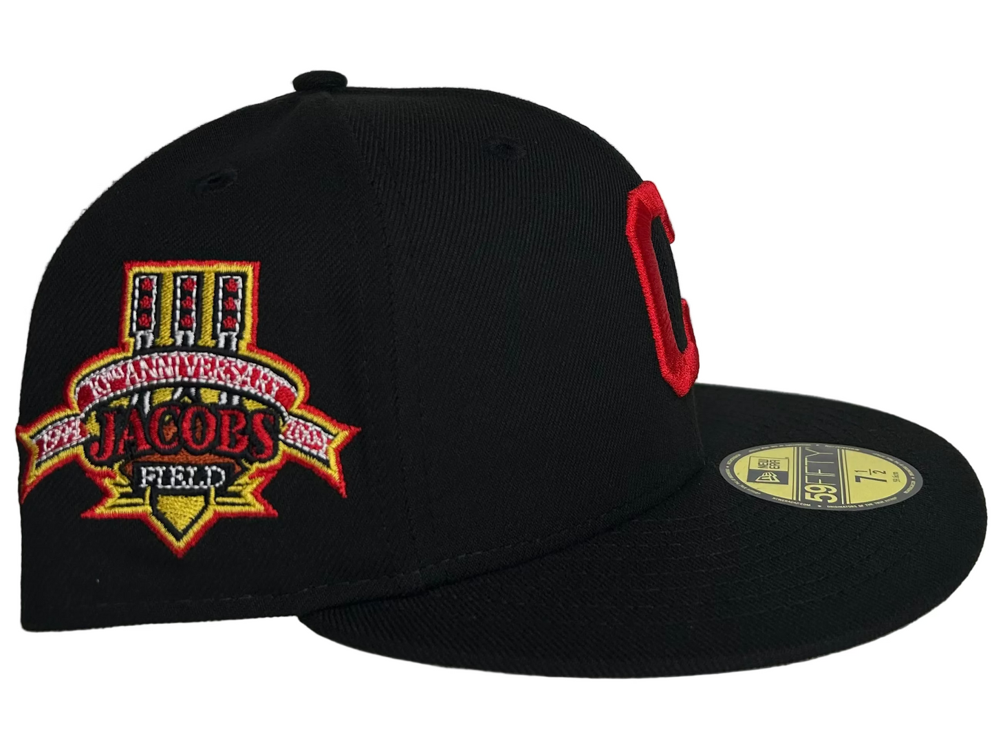 New Era 59Fifty fitted hat featuring the "Block C" logo associated with the Cleveland Guardians (formerly the Cleveland Indians). 