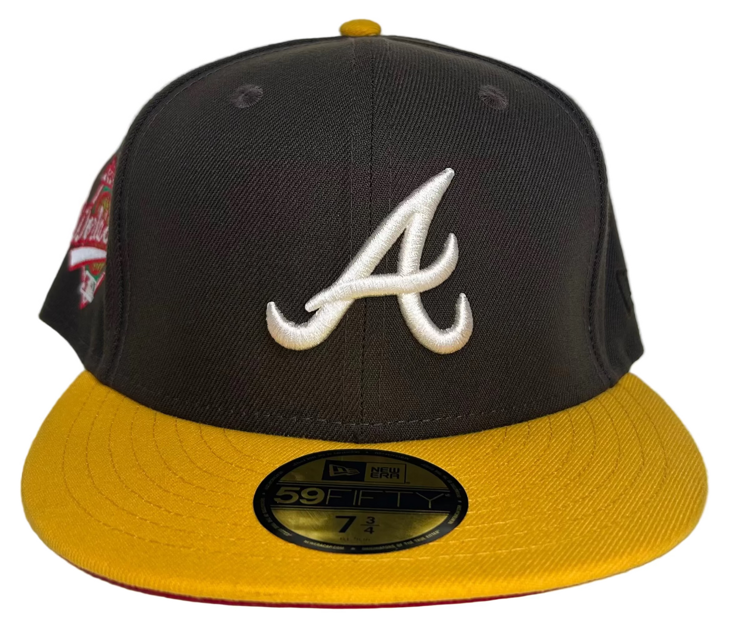 HC exclusive collaboration with New Era 59Fifty fitted Hat, part of the Atlanta Braves "Manolo" or "Landmarks" collection. The colorway is specifically inspired by Chick-fil-A.