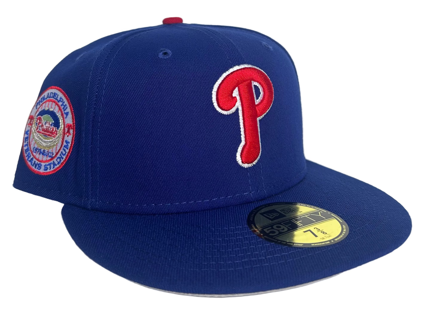 New Era Philadelphia Phillies 59FIFTY fitted hat, specifically a model featuring a Veterans Stadium patch on the side.