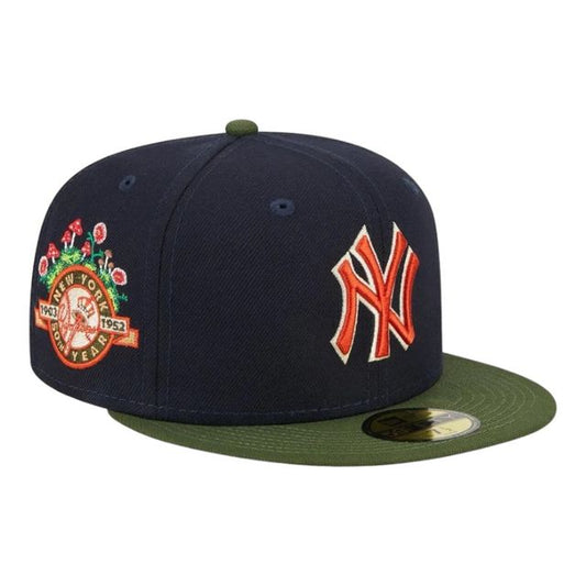 New York Yankees Navy Green Two Tone Sprouted Collection Gray UV New Era 59FIFTY Fitted Hat.