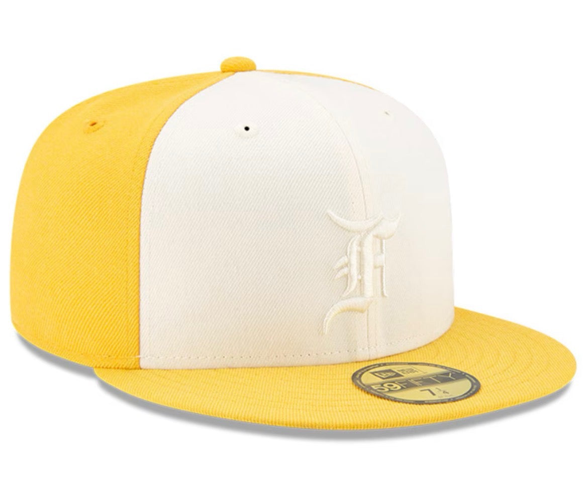 Men's New Era x Fear of God Cream/Gold Essentials Trucker 59FIFTY Fitted Hat