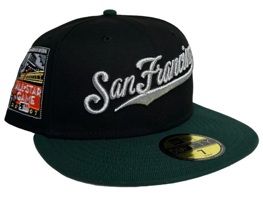 San Francisco Giants “Barbershop” Pack 59FIFTY fitted hat is a New Era 2007 All-Star Game edition featuring a black crown & green visor.