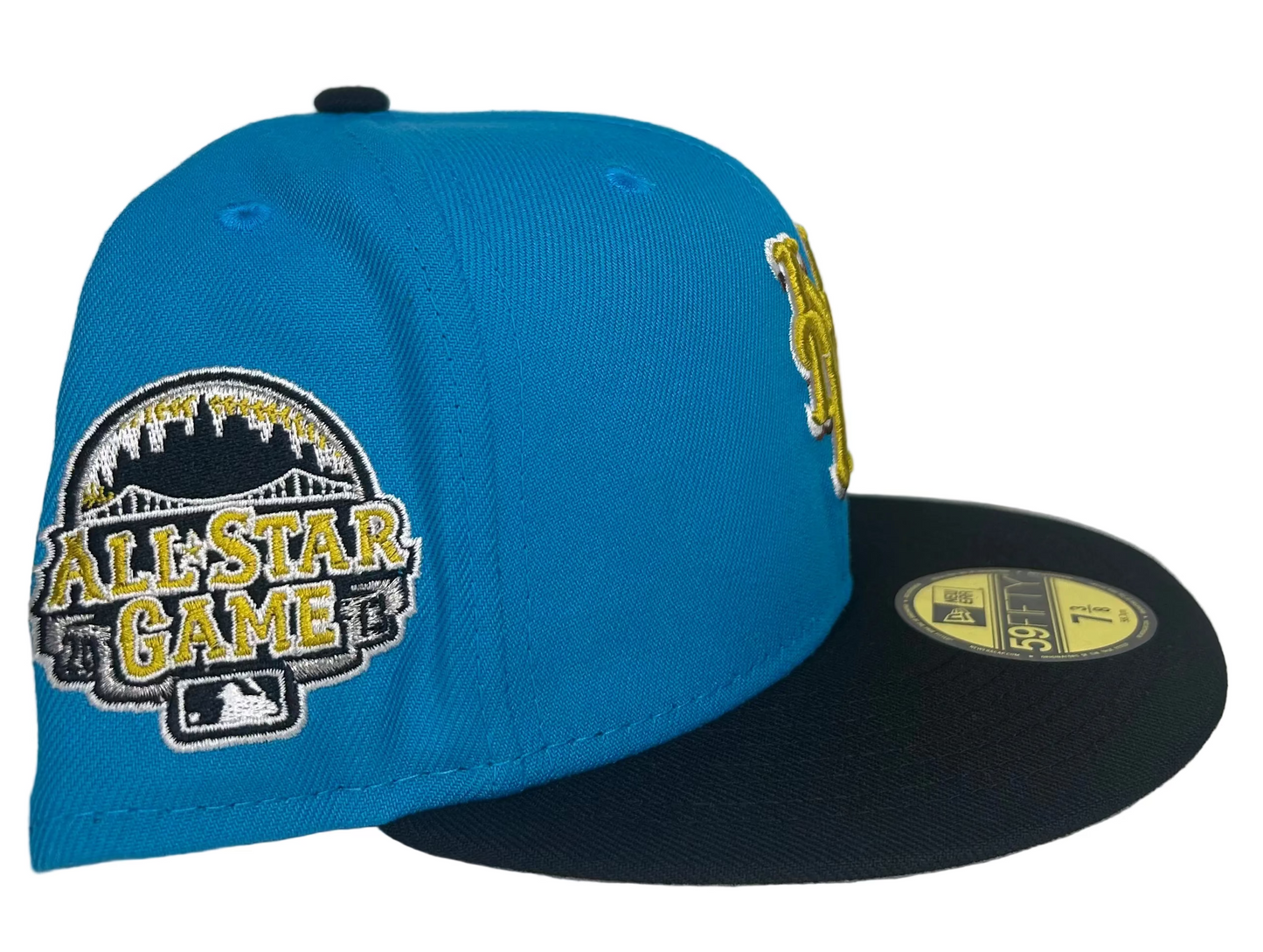 New York Mets New Era 59FIFTY fitted a sky blue crown, black visor, and a special side patch commemorating a baseball All-Star game. 