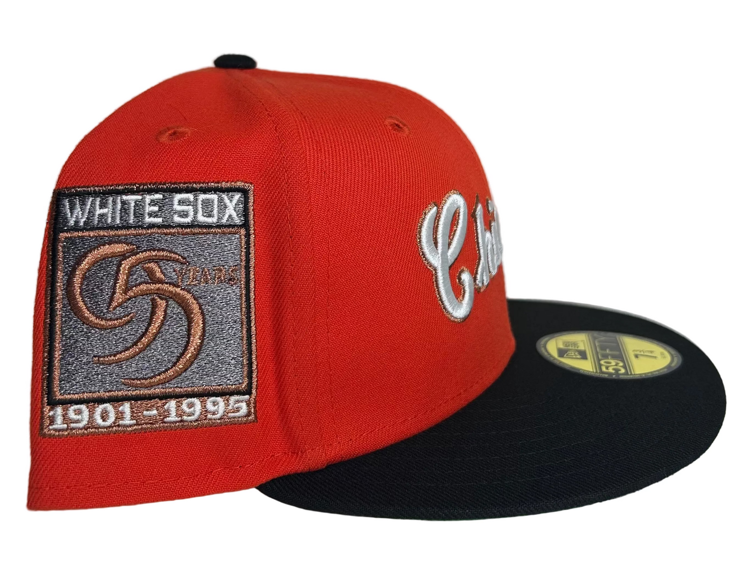 New Era Chicago White Sox Shattered Sox fitted hat, specifically  Exclusive edition featuring a "1901-1995" side patch. 