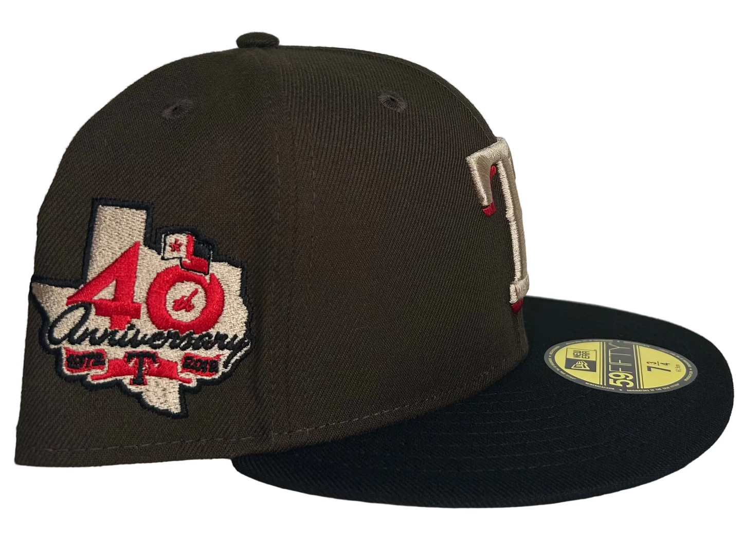 New Era 59Fifty Texas Rangers Mocha/ Red Fitted Hat.