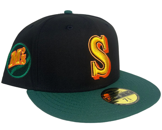 New Era Seattle Mariners 59FIFTY fitted cap, often featured in black and green colorways as an exclusive.