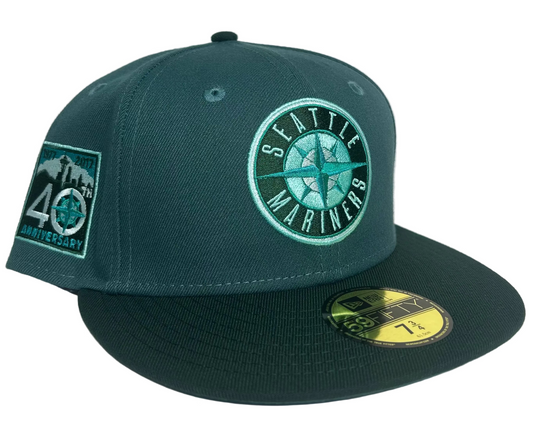 New Era Seattle Mariners 40th Anniversary Patch Logo HC Exclusive 59Fifty Fitted Hat.
