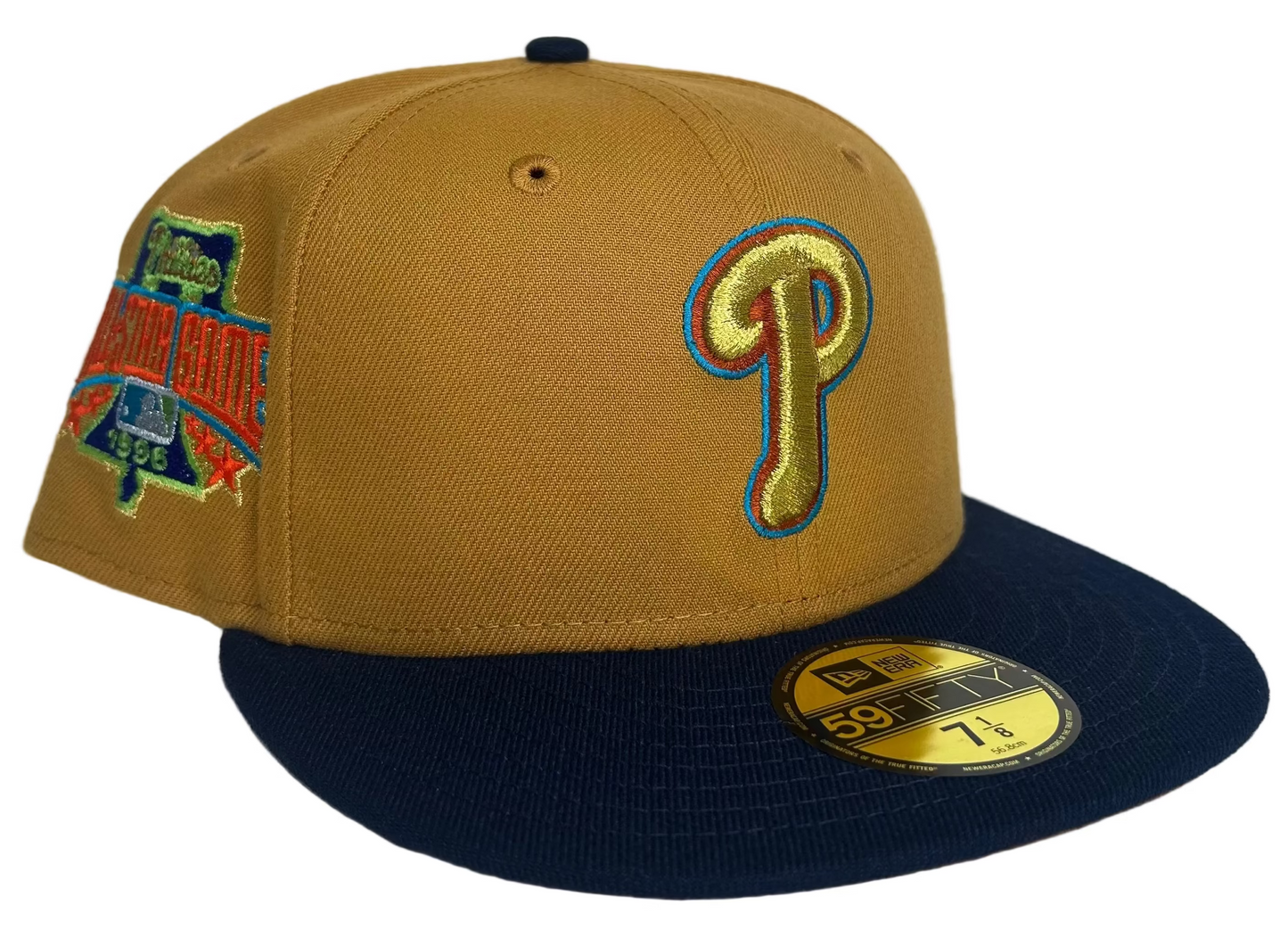 New Era Philadelphia Phillies 1996 MLB All-Star Game 59FIFTY fitted hat, often found in camel/peanut and navy colorways. 