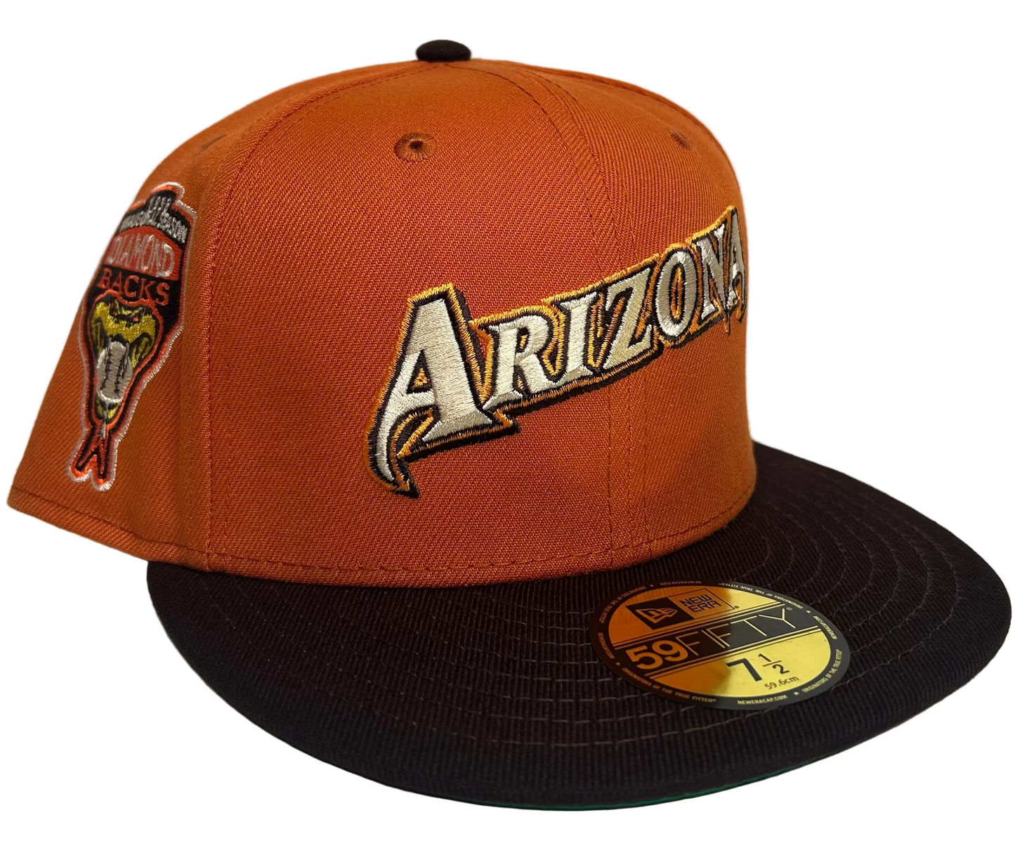 Arizona Diamondbacks - Burnt Orange 2-Tone W/ a INAUGURAL 1998 Side Patch Exclusive “Fall Pack” NewEra 59Fifty fitted Hat.