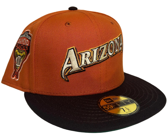 Arizona Diamondbacks - Burnt Orange 2-Tone W/ a INAUGURAL 1998 Side Patch Exclusive “Fall Pack” NewEra 59Fifty fitted Hat.