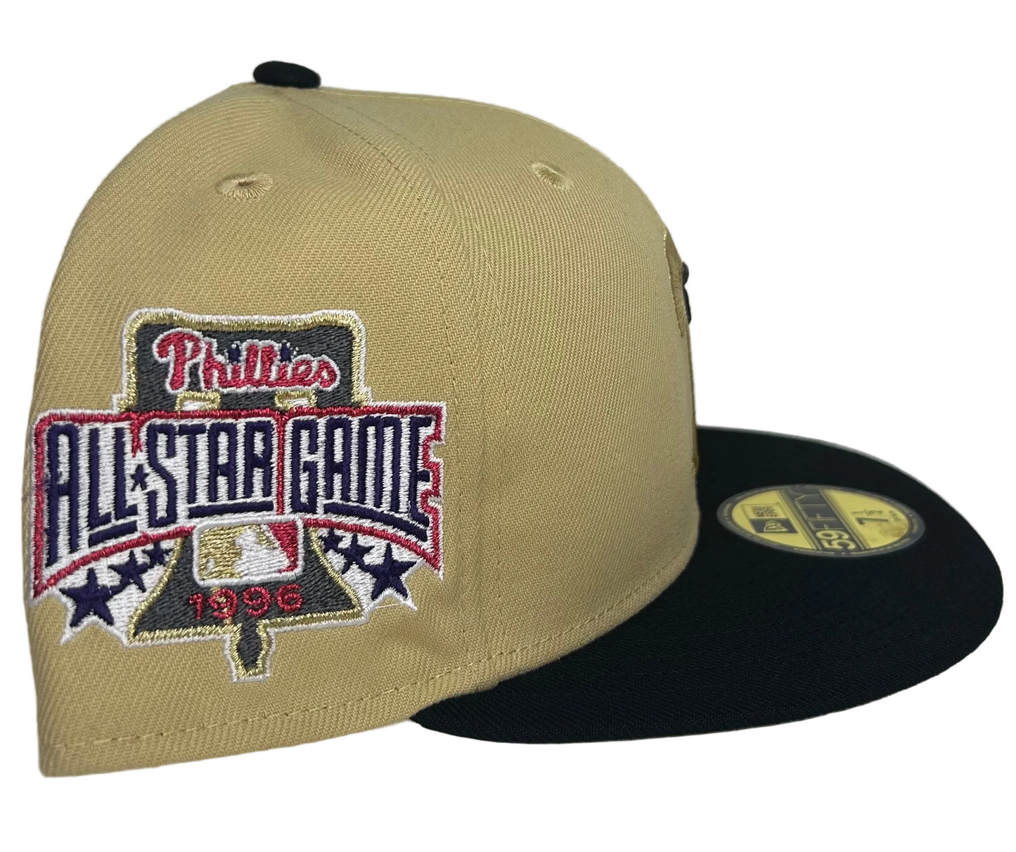 New Era 59Fifty Philadelphia Phillies fitted hat in a khaki and black two-tone colorway featuring a 1996 All-Star Game patch.