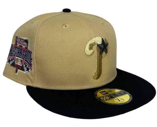 New Era 59Fifty Philadelphia Phillies fitted hat in a khaki and black two-tone colorway featuring a 1996 All-Star Game patch.
