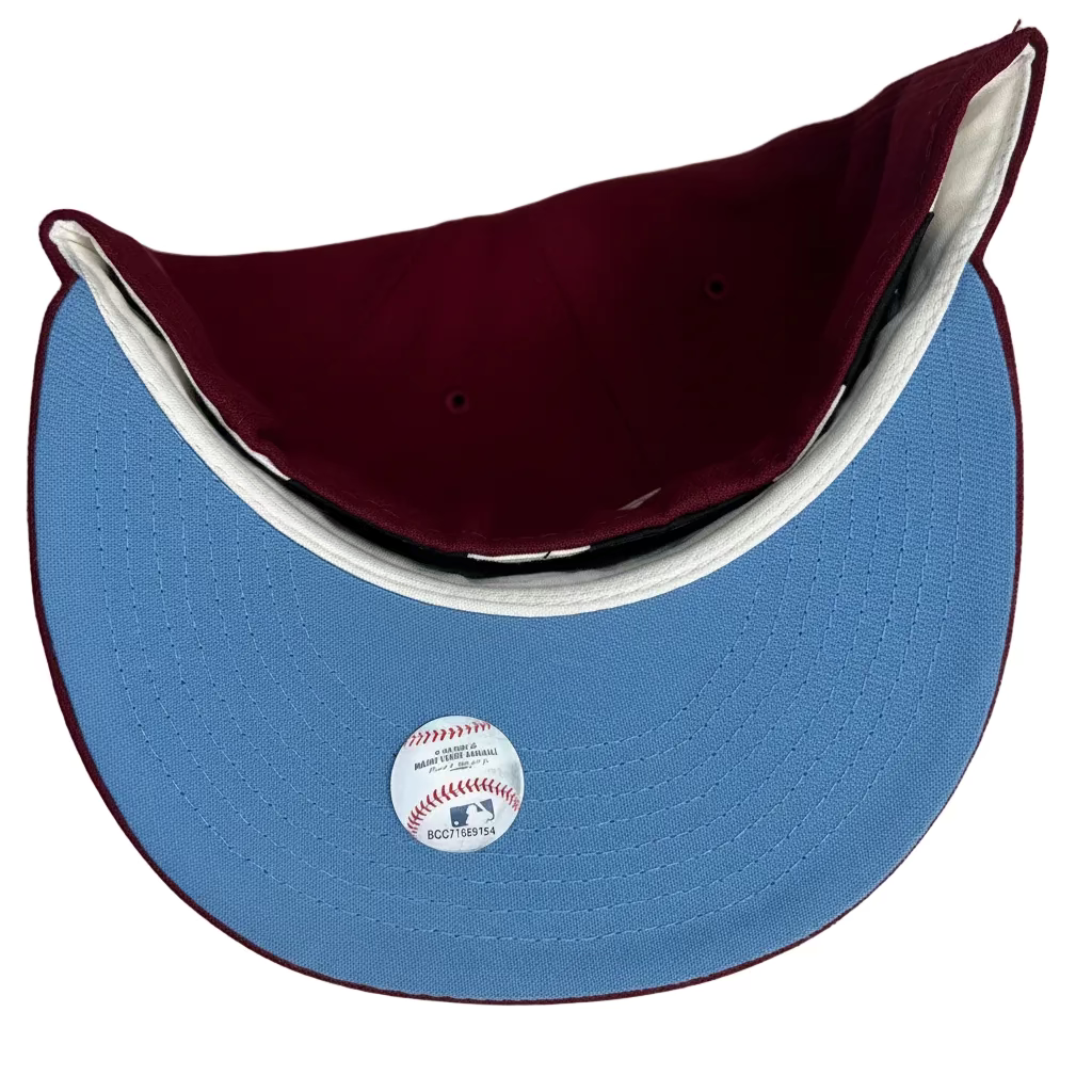 New Era Philadelphia Phillies 1996 All-Star Game 59FIFTY Fitted Hat in a maroon colorway with a commemorative side patch.